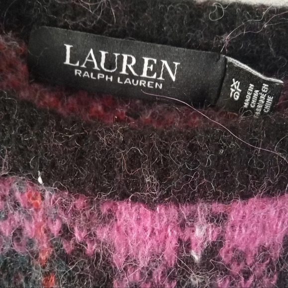 Lauren Ralph Lauren Black Label Alpaca Wool Blend Plaid CrewNeck Sweater Size XL - Picture 5 of 9
